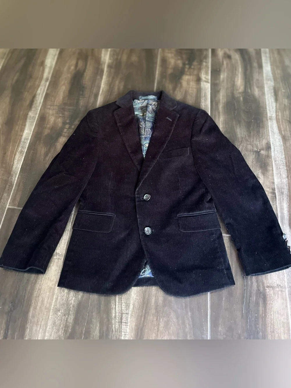 Boys Ralph Lauren Black Corduroy 2 Button Blazer Suit Jacket, Sz 8